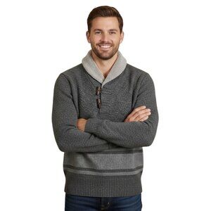 Banana Republic Gray Merino Wool Blend Faux Sherpa Pullover Sweater Size L